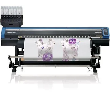 The Mimaki printer at Plotter Pro printing a detailed floral design for precise, large-scale graphic applications.